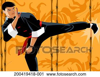Stock Photography - man practicing 
martial arts, 
performing kick. 
fotosearch - search 
stock photos, 
pictures, images, 
and photo clipart