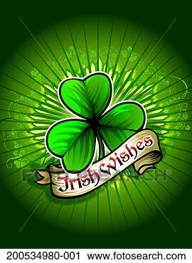 Stock Photography - clover with 'irish 
wishes' banner. 
fotosearch - search 
stock photos, 
pictures, images, 
and photo clipart