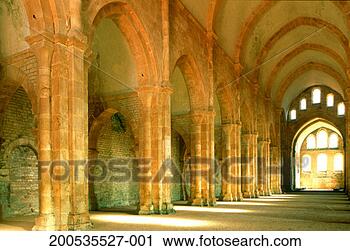 Stock Photography - france, burgundy, 
yonne, nave in 
cistercian abbey 
of fontenay. fotosearch 
- search stock 
photos, pictures, 
images, and photo 
clipart
