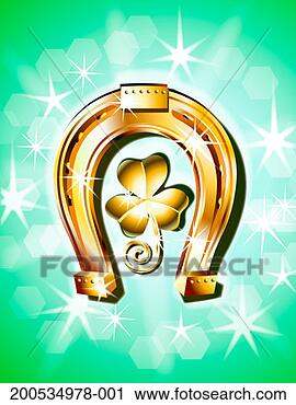 Stock Photography - golden clover 
and horseshoe. 
fotosearch - search 
stock photos, 
pictures, images, 
and photo clipart
