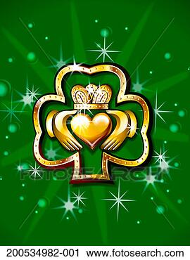 Stock Photography - heart and crown 
charm inside golden 
clover. fotosearch 
- search stock 
photos, pictures, 
images, and photo 
clipart