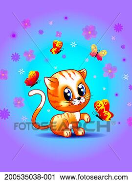 Stock Photography - kitten surrounded 
by butterflies. 
fotosearch - search 
stock photos, 
pictures, images, 
and photo clipart