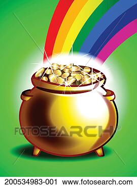 Arquivo de Fotografia - pote,  ouro,   arco íris. fotosearch  - busca de fotos,  imagens e clipart