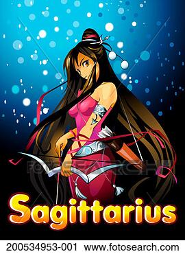 Stock Photography - 'sagitarrius' 
below anime woman 
with bow and arrow. 
fotosearch - search 
stock photos, 
pictures, images, 
and photo clipart