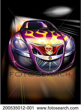 Stock Photography - sports car with 
custom paint featuring 
skull and flames. 
fotosearch - search 
stock photos, 
pictures, images, 
and photo clipart