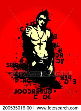 Stock Photography - 'supercool' beneath 
shirtless man 
wearing cross. 
fotosearch - search 
stock photos, 
pictures, images, 
and photo clipart