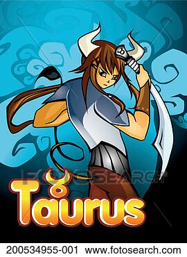 Stock Photography - 'taurus' beneath 
anime man with 
horns and sword. 
fotosearch - search 
stock photos, 
pictures, images, 
and photo clipart