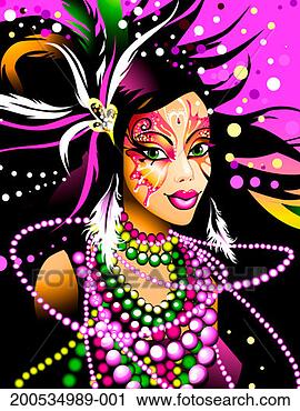 Stock Photography - young woman wearing 
mardi gras beads. 
fotosearch - search 
stock photos, 
pictures, images, 
and photo clipart