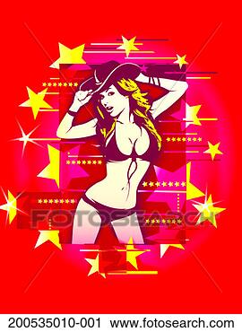 Stock Photography - young woman wearing 
bikini and cowboy 
hat. fotosearch 
- search stock 
photos, pictures, 
images, and photo 
clipart