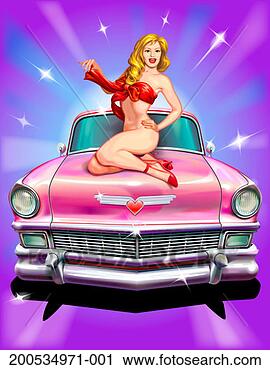 Stock Photography - young woman wrapped 
in ribbon sitting 
atop collector's 
car. fotosearch 
- search stock 
photos, pictures, 
images, and photo 
clipart