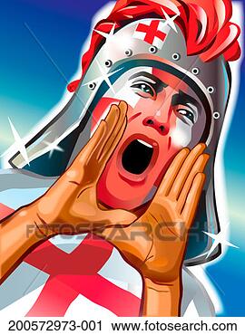 Stock Photography - sports fan with 
english flag painted 
on face shouting. 
fotosearch - search 
stock photos, 
pictures, images, 
and photo clipart