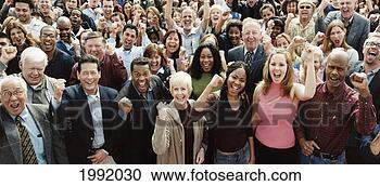 Stock Photography - large crowd of 
people cheering 
and raising their 
fists. fotosearch 
- search stock 
photos, pictures, 
images, and photo 
clipart