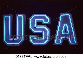 Stock Photo - neon sign, usa. 
fotosearch - search 
stock photos, 
pictures, images, 
and photo clipart