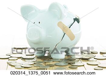 Stock Photography - plastic bandage 
on broken piggy 
bank on top of 
pile of coins. 
fotosearch - search 
stock photos, 
pictures, images, 
and photo clipart