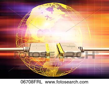 Stock Photo - connecting cables 
in front of globe. 
fotosearch - search 
stock photos, 
pictures, images, 
and photo clipart