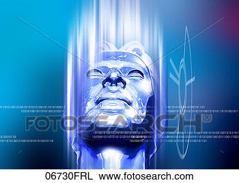 Stock Photo - metallic face 
and binary code. 
fotosearch - search 
stock photos, 
pictures, images, 
and photo clipart