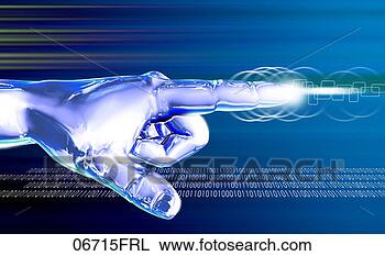 Stock Photo - metallic hand 
pointing, binary 
code. fotosearch 
- search stock 
photos, pictures, 
images, and photo 
clipart