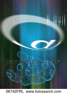 Stock Photo - open wire rendered 
hand, e mail, 
and @. fotosearch 
- search stock 
photos, pictures, 
images, and photo 
clipart