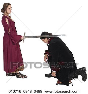 Stock Photograph - princess knighting 
kneeling man. 
fotosearch - search 
stock photos, 
pictures, images, 
and photo clipart