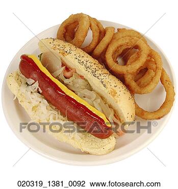Stock Photo - hotdog and onion 
rings. fotosearch 
- search stock 
photos, pictures, 
images, and photo 
clipart