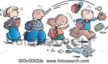 Clipart - children going 
to school  color 
 illustrator ver 
5    ' school's 
out!. fotosearch 
- search clipart, 
illustration, 
drawings and vector 
eps graphics images