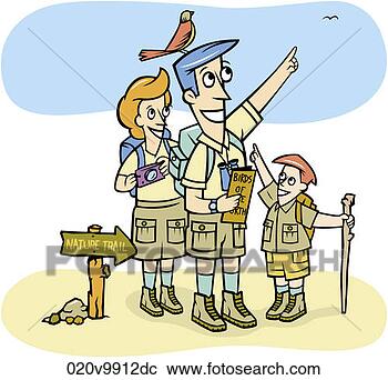 Clipart - family hiking, 
 