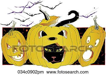 Clipart - black cat inside 
a jack-o'-lantern, 
color. fotosearch 
- search clipart, 
illustration, 
drawings and vector 
eps graphics images