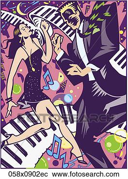 Clipart - couple dancing, 
music and cityscape 
in the background, 
color. fotosearch 
- search clipart, 
illustration, 
drawings and vector 
eps graphics images