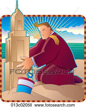 Clipart - businessman building 
sand castle. fotosearch 
- search clipart, 
illustration, 
drawings and vector 
eps graphics images
