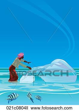 Clipart - malaysian woman 
using net to catch 
fish. fotosearch 
- search clipart, 
illustration, 
drawings and vector 
eps graphics images
