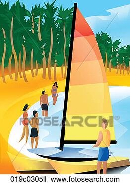 Clipart - sailboat on sand. 
fotosearch - search 
clipart, illustration, 
drawings and vector 
eps graphics images