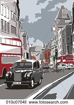 Clipart - taxi on london 
street. fotosearch 
- search clipart, 
illustration, 
drawings and vector 
eps graphics images