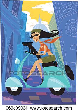 Clipart - a woman riding 
a scooter. fotosearch 
- search clipart, 
illustration, 
drawings and vector 
eps graphics images