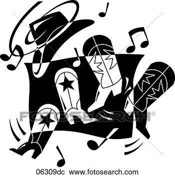 Clipart - cowboy boots, 
 hat,  music notes 
 layered  also 
available in color. 
fotosearch - search 
clipart, illustration, 
drawings and vector 
eps graphics images