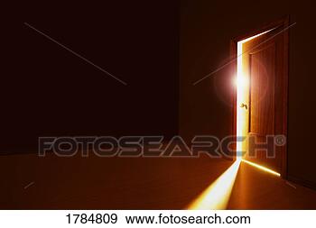 Stock Photograph - partially opened 
door with bright 
light. fotosearch 
- search stock 
photos, pictures, 
images, and photo 
clipart