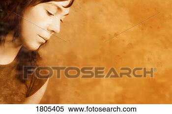 Stock Image - young woman looking 
down. fotosearch 
- search stock 
photos, pictures, 
images, and photo 
clipart