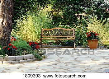 Stock Photo - bench in a garden 
setting. fotosearch 
- search stock 
photos, pictures, 
images, and photo 
clipart