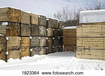 Stock Photo - piles of softwood 
lumber in winter. 
fotosearch - search 
stock photos, 
pictures, images, 
and photo clipart