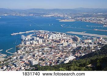 Stock Photography - gibraltar town, 
gibraltar, bay 
with a view to 
spain. fotosearch 
- search stock 
photos, pictures, 
images, and photo 
clipart