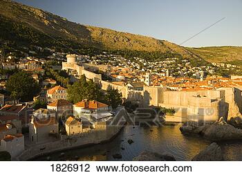 Stock Photo - view from lovrijenac 
fortress of the 
walled city of 
dubrovnik. fotosearch 
- search stock 
photos, pictures, 
images, and photo 
clipart
