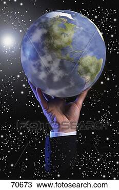 Stock Photo - globe in space 
held up by hand. 
fotosearch - search 
stock photos, 
pictures, images, 
and photo clipart