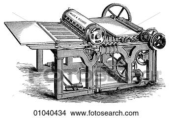 Drawings Of Industry & Technology -line Art Printing Press Single 