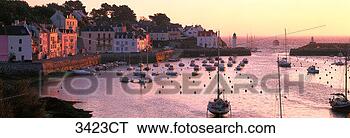 Stock Photo - france, belle-ile, 
fishing village 
at sunset. fotosearch 
- search stock 
photos, pictures, 
images, and photo 
clipart