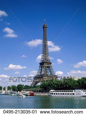 Stock Photography - france, eiffel 
tower (tour eiffel) 
with seine river 
& tourist boats. 
fotosearch - search 
stock photos, 
pictures, images, 
and photo clipart