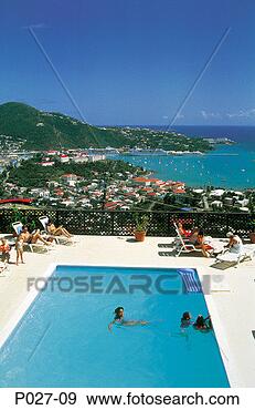 Stock Photograph - st thomas, charlotte 
amalie, people 
in a pool. fotosearch 
- search stock 
photos, pictures, 
images, and photo 
clipart