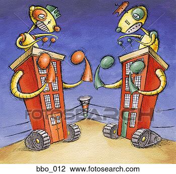 Clip Art - two robots boxing. 
fotosearch - search 
clipart, illustration, 
drawings and vector 
eps graphics images