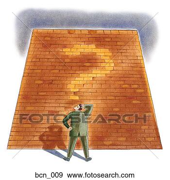 Stock Illustration - man facing brick 
wall with question 
mark on it. fotosearch 
- search clipart, 
illustration, 
drawings and vector 
eps graphics images