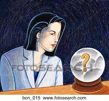 Stock Illustration - woman looking 
into crystal ball 
with question 
mark in it. fotosearch 
- search clipart, 
illustration, 
drawings and vector 
eps graphics images