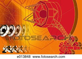 Stock Illustration - abstract satellites 
over orange background. 
fotosearch - search 
clipart, illustration, 
drawings and vector 
eps graphics images
