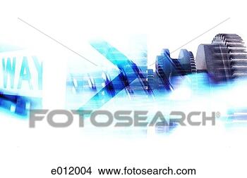 Stock Illustration - one way sign superimposed 
over gears. fotosearch 
- search clipart, 
illustration, 
drawings and vector 
eps graphics images